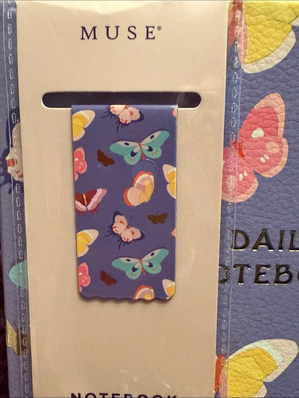 Muse “Butterfly Lavender” Daily Notebook with Mint Bow Pen. 272 lined pages.